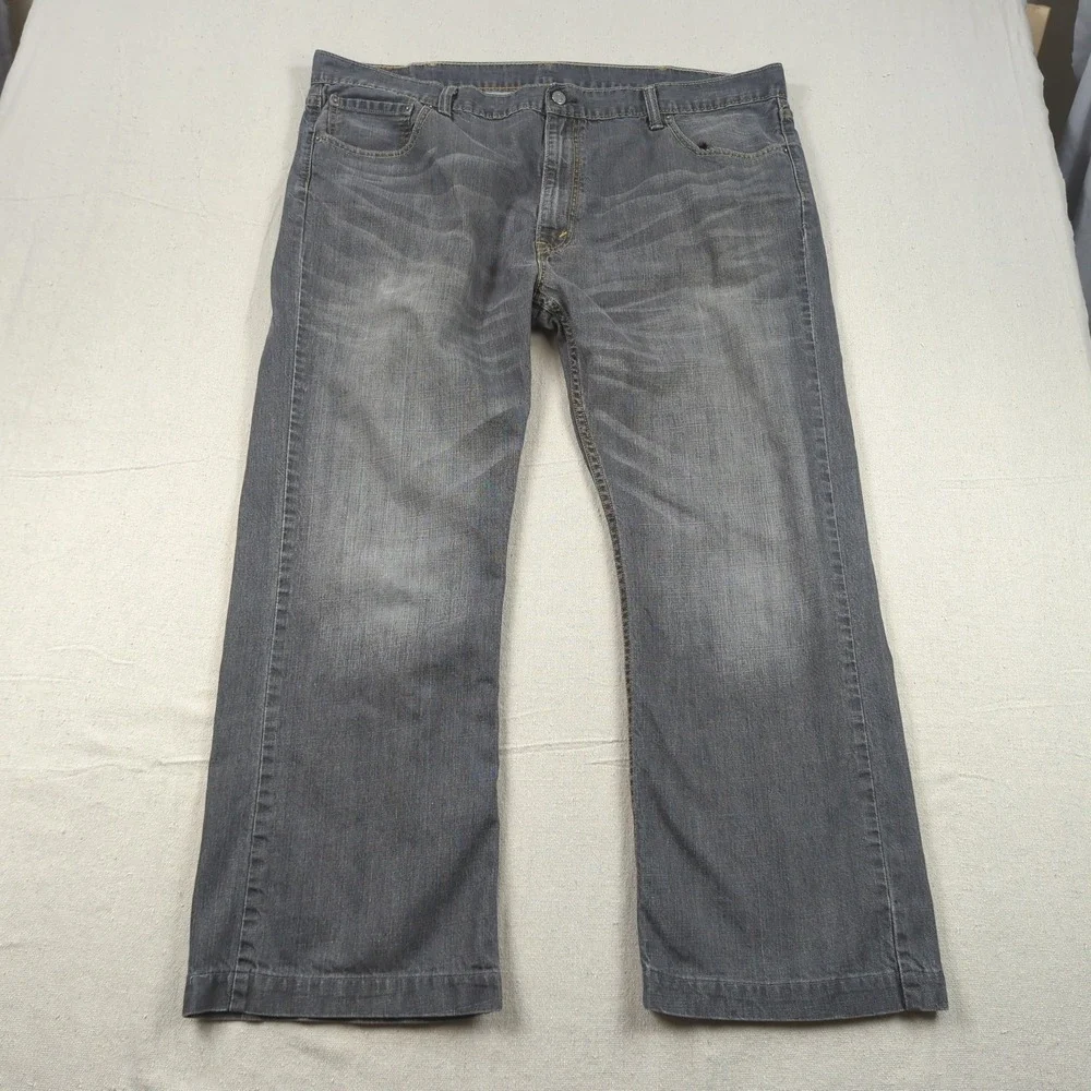 Levis Jeans Mens 44x28* Gray 527‎ Boot Cut Western Cowboy Faded Hemmed